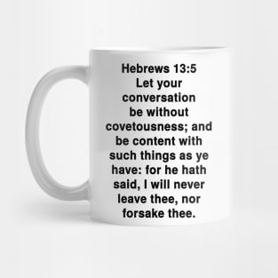 Hebrews 13:5 King James Version Bible Verse Typography Mug